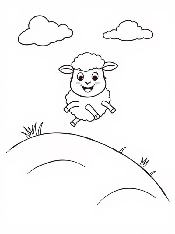 jumping sheep over hill