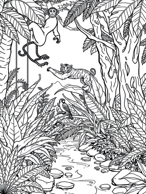 jungle scene coloring page