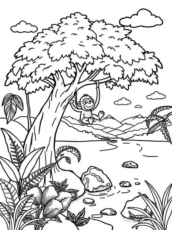 jungle scene coloring page