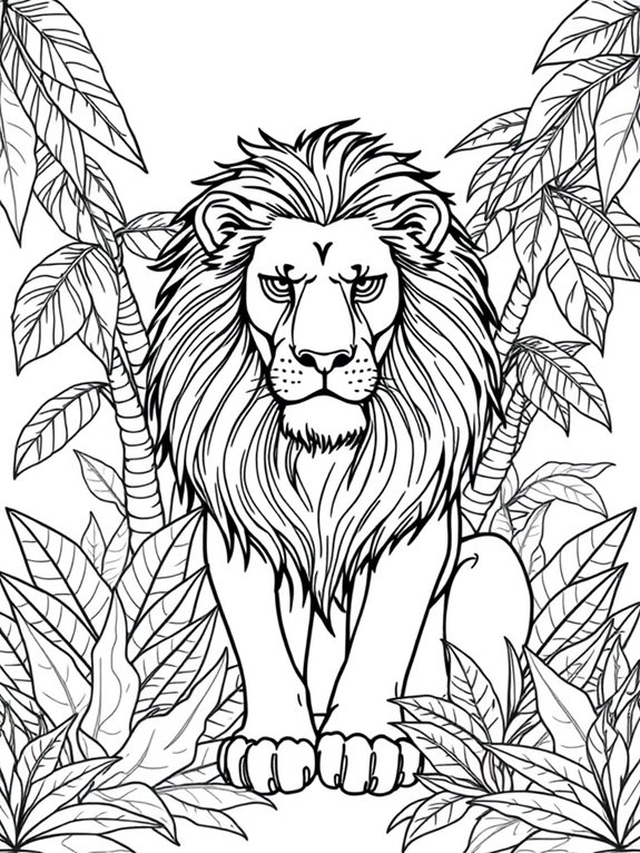 jungle themed lion coloring page