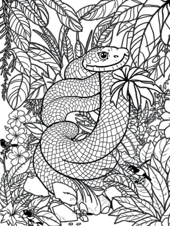 jungle themed snake coloring page