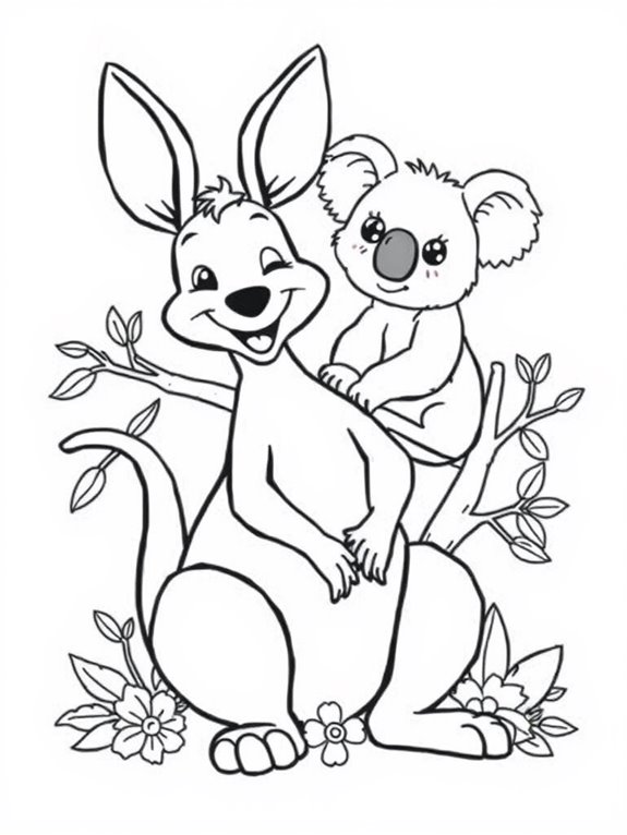 kangaroo and koala coloring