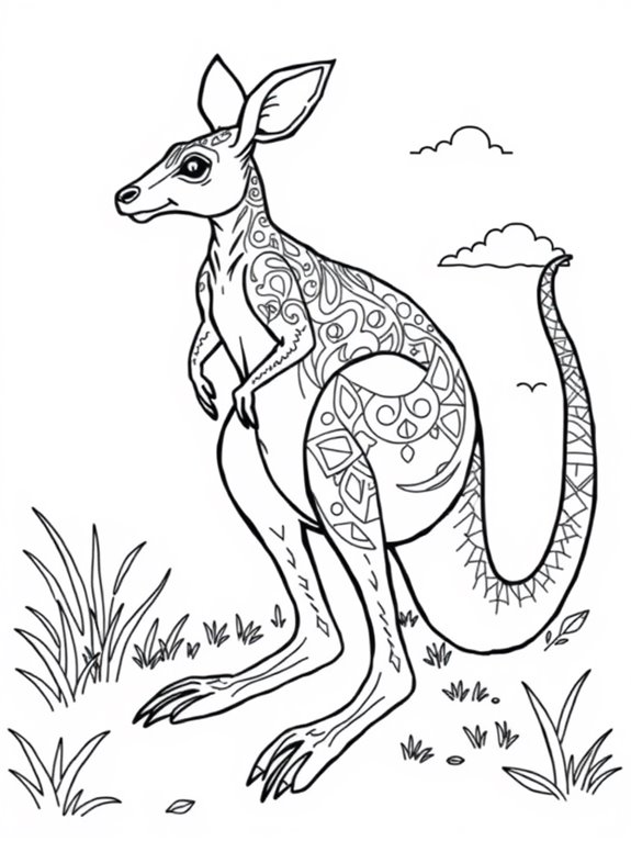 kangaroo coloring page design