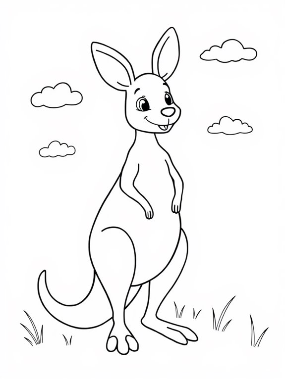 kangaroo coloring page outline