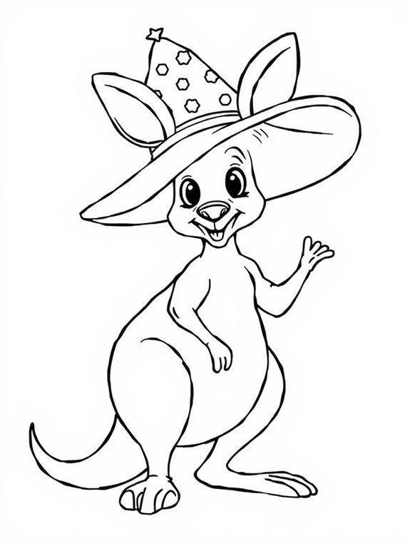 kangaroo wearing a hat