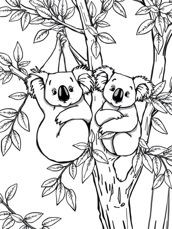 koalas perched in tree