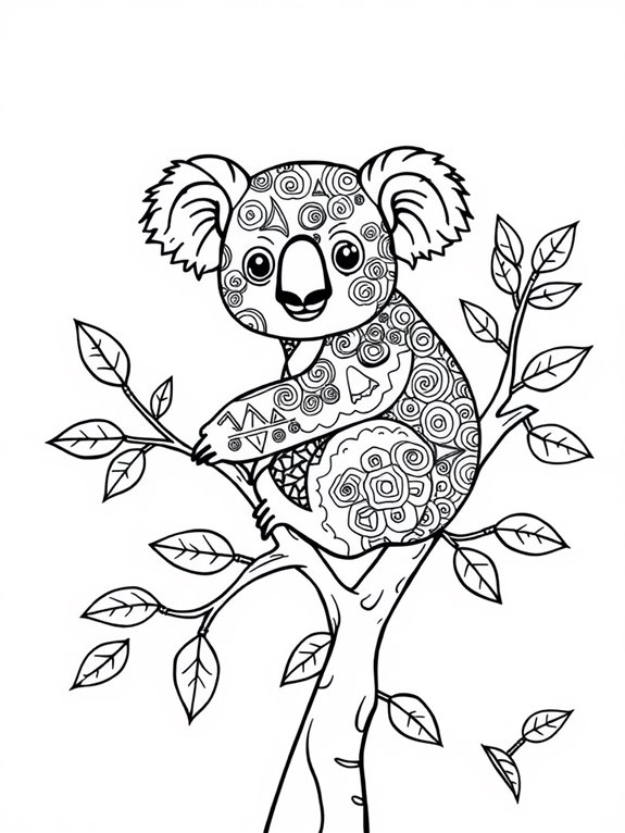 koalas with abstract patterns