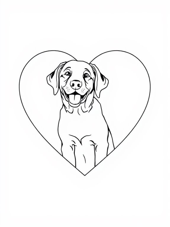 labrador coloring page heart