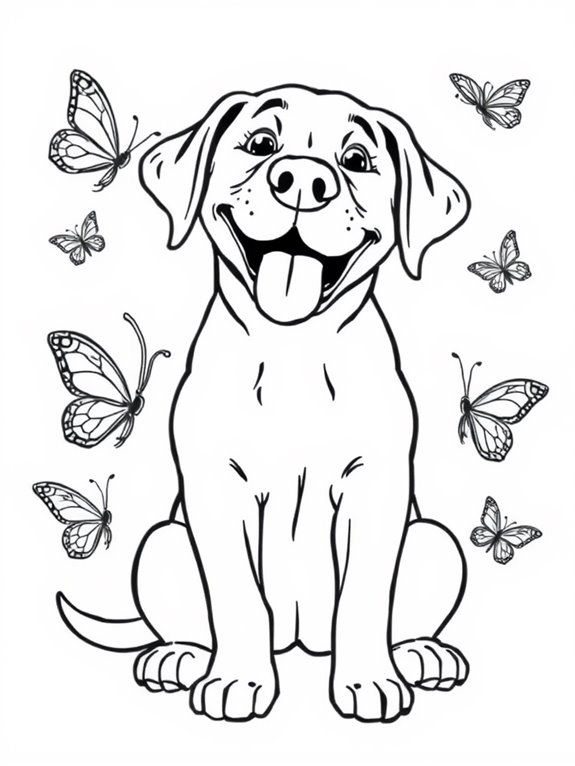 labrador with butterfly friends