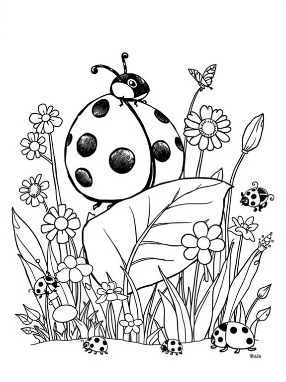 ladybug themed coloring page