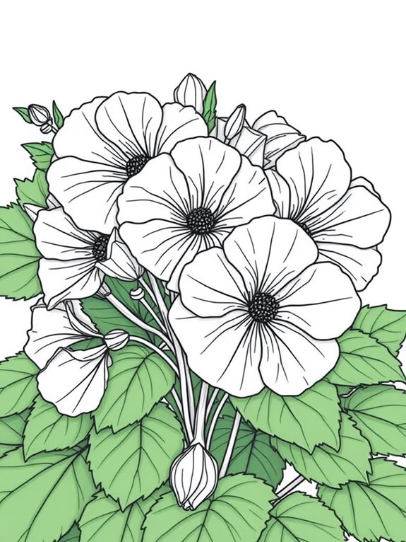 large geranium blossoms coloring page