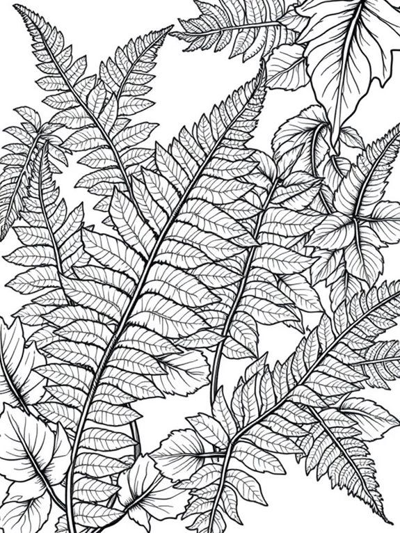 large leaf fern coloring