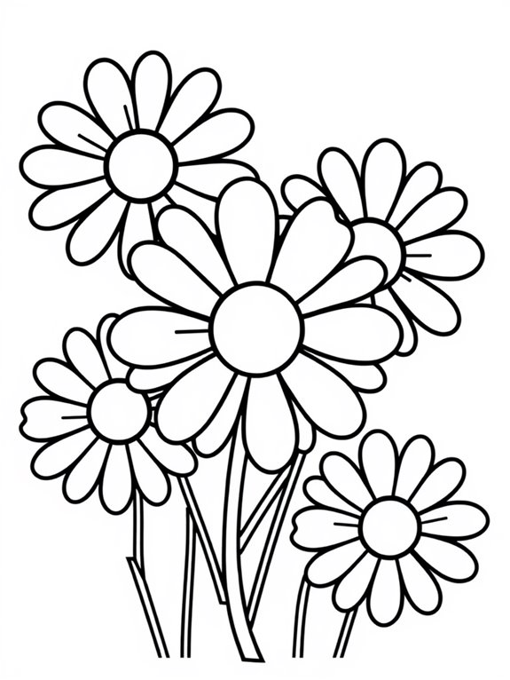 large petal daisy coloring