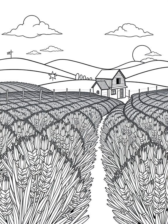 lavender farm coloring page