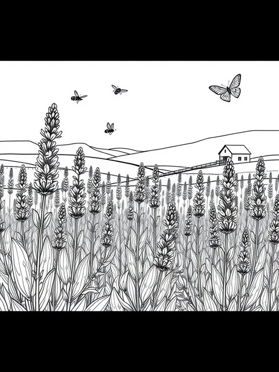 lavender field coloring page