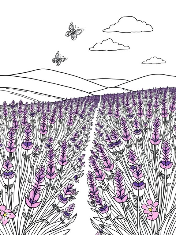 lavender field coloring page