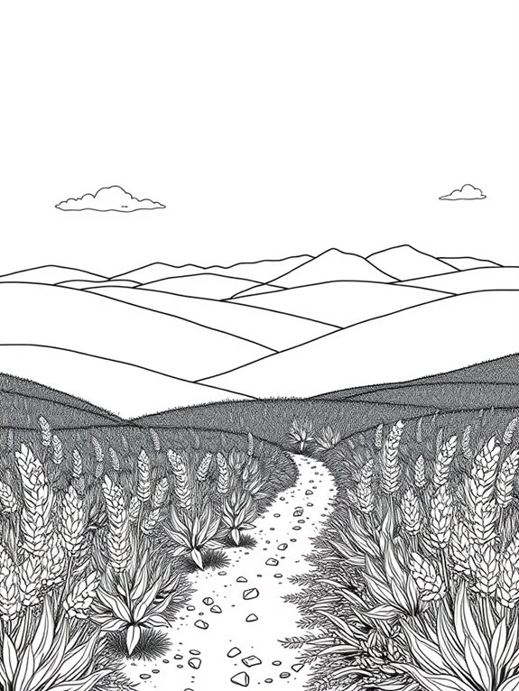 lavender field coloring page