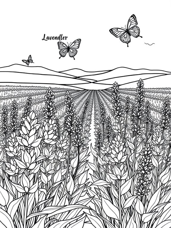 lavender field coloring page