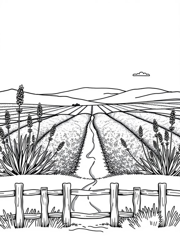 lavender field coloring page