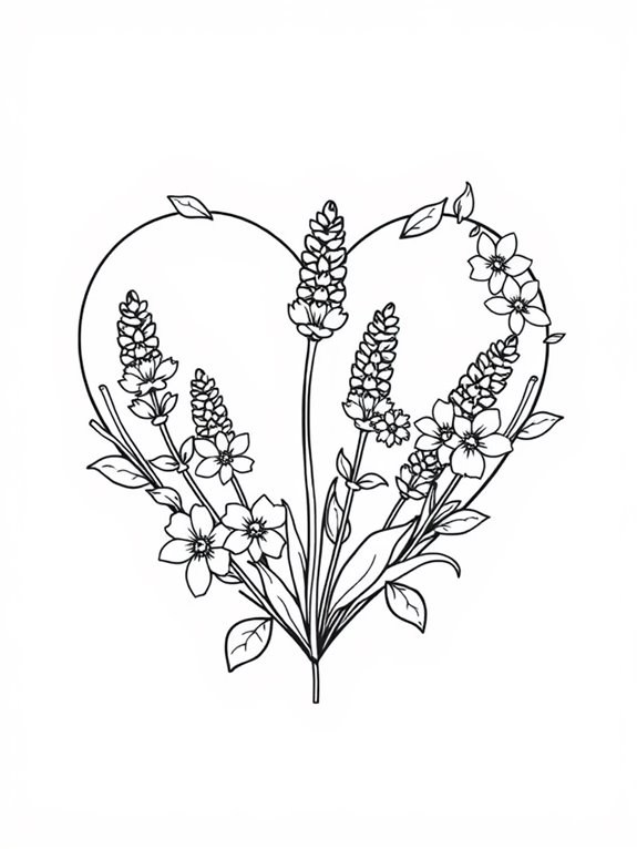 lavender heart coloring page