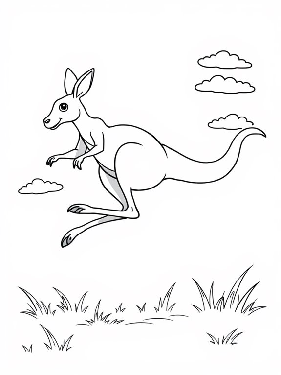 leaping kangaroo coloring page