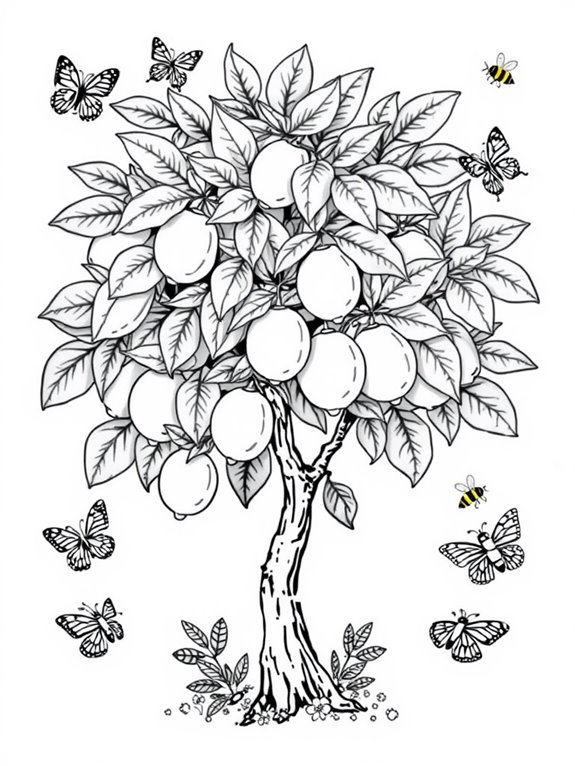 lemon tree with butterflies