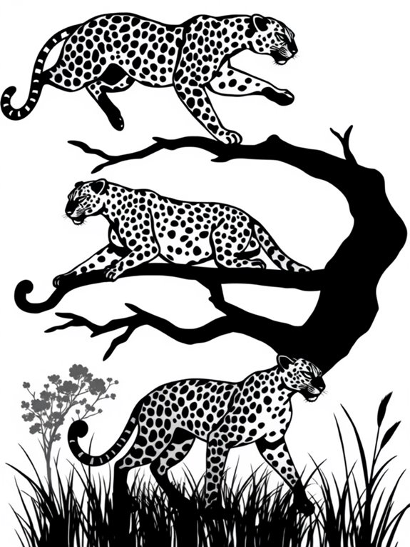 leopard silhouette coloring page