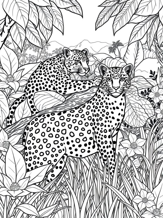 leopards coloring page jungle