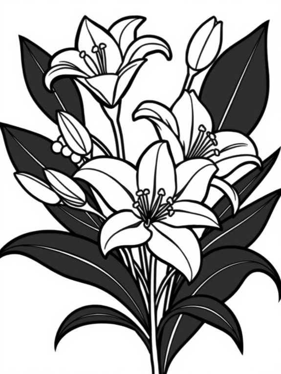 lilies coloring page design