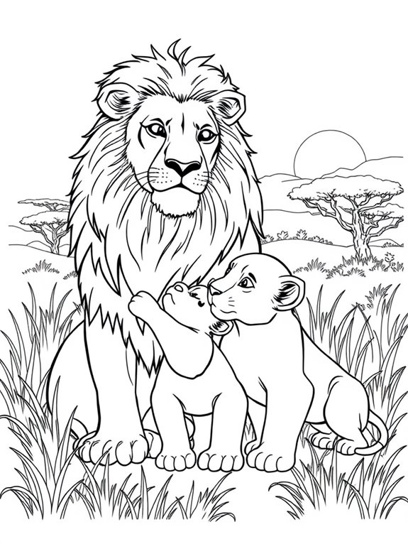 lion family coloring page