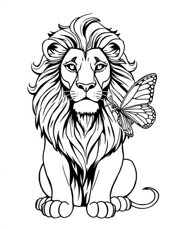 lion with butterfly coloring