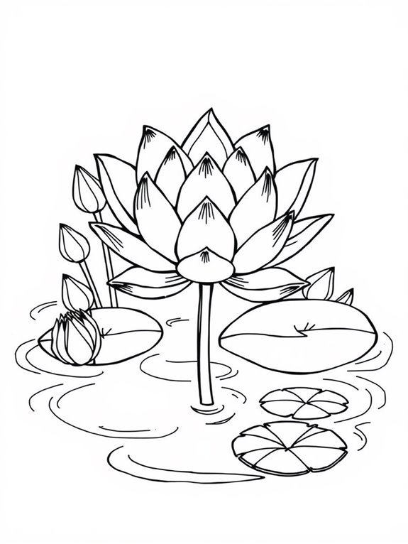 lotus flower pond illustration