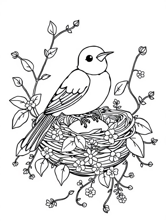 lovebird nest coloring page