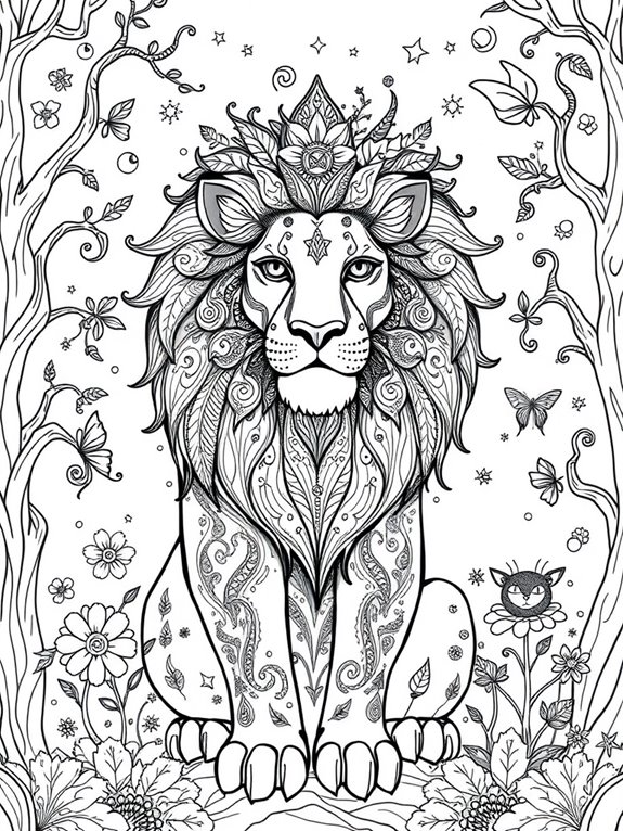 magical forest lion coloring