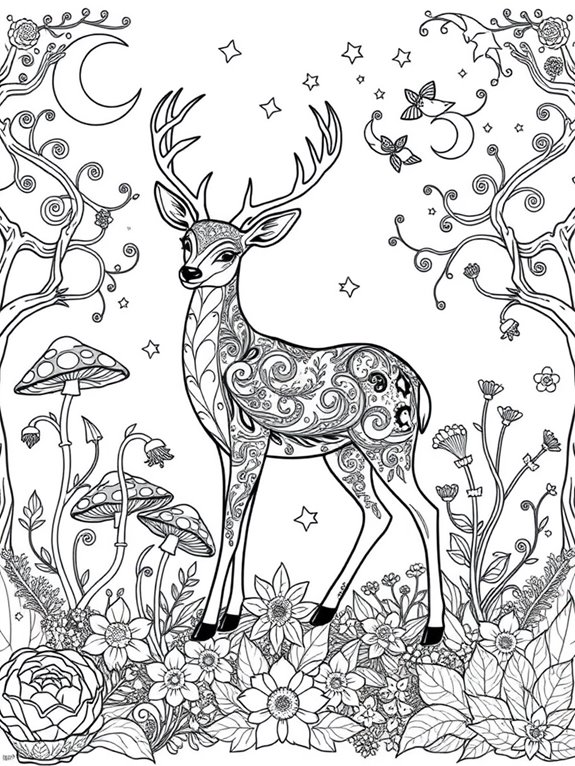 magical garden with deer