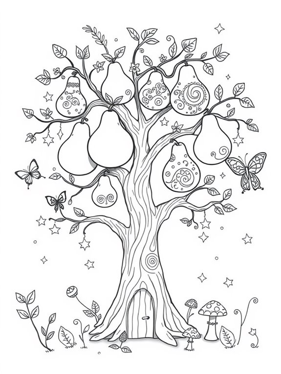 magical pear tree coloring