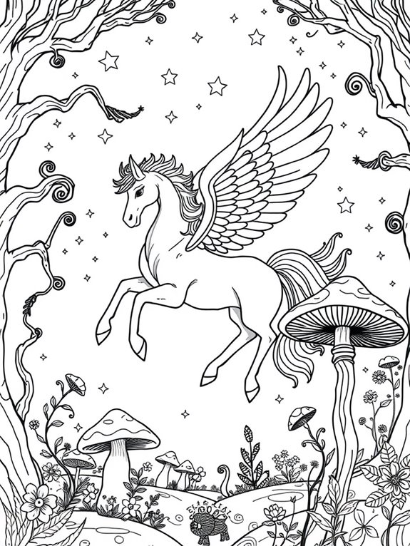 magical pegasus in forest