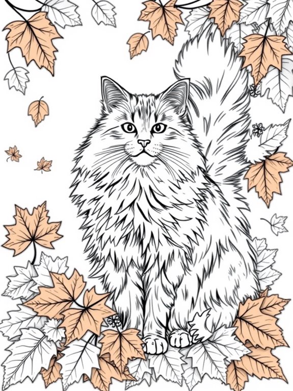 maine coon autumn coloring page