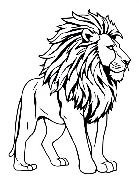 majestic lion silhouette coloring page