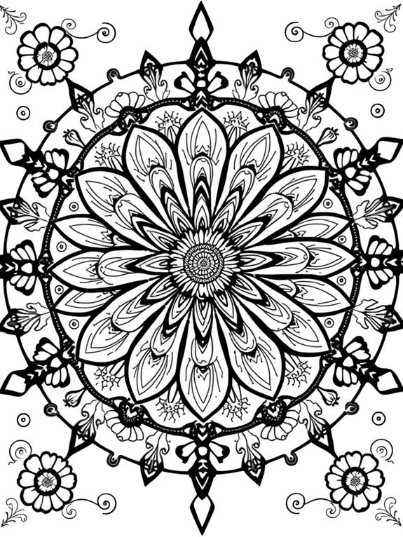 mandala daisies coloring page