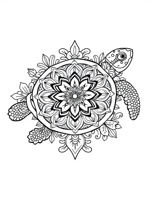 mandala tortoise coloring page