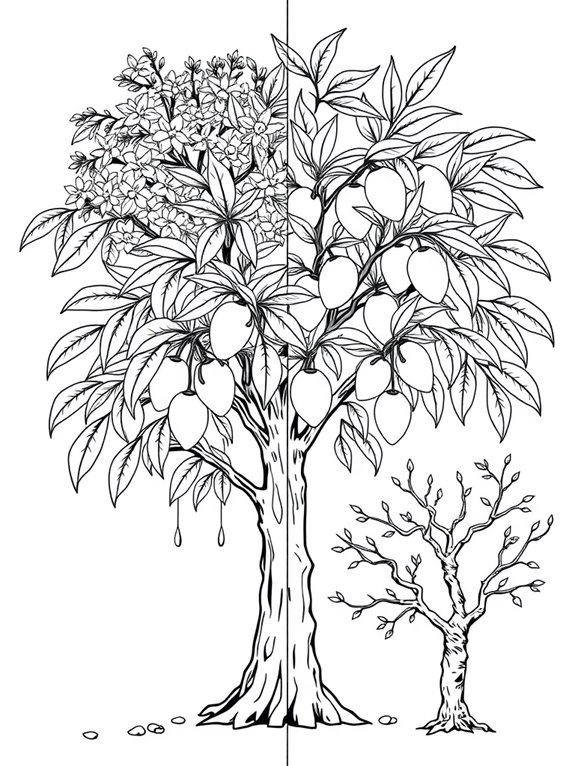 mango tree seasonal coloring page