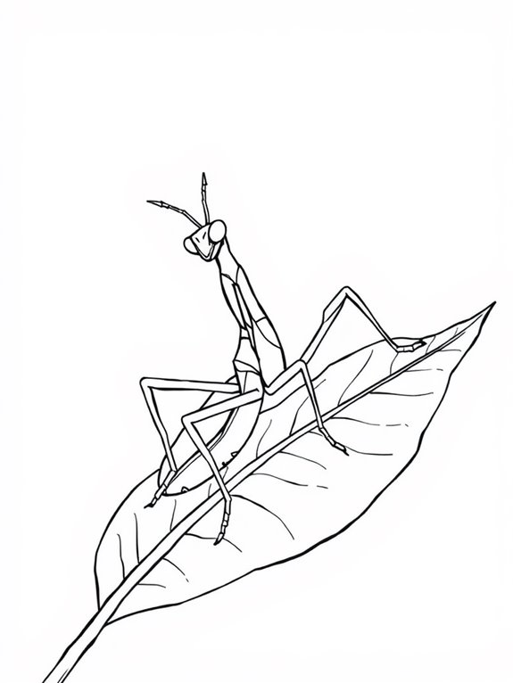 mantis coloring page leaf