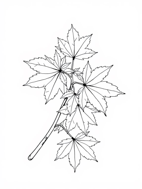 maple branch coloring page