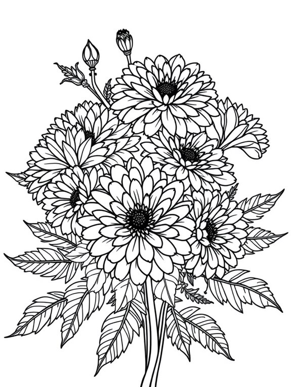 marigold bouquet coloring page