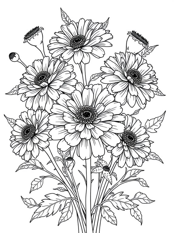 marigold flower line art