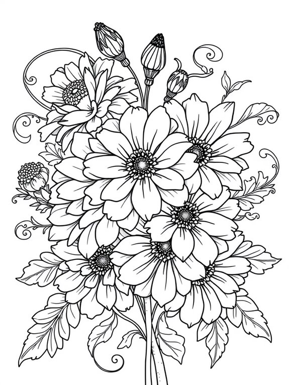 marigold themed coloring page