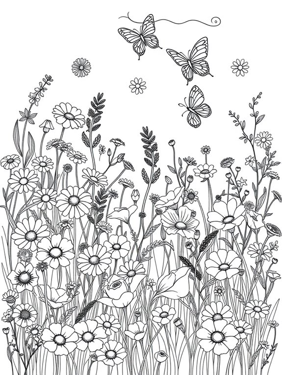 meadow flower coloring activity