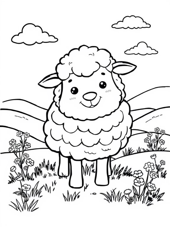 meadow with sheep coloring