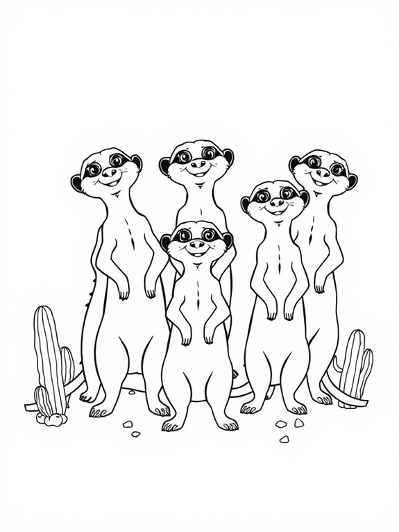 meerkats coloring page design